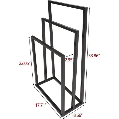 Size 3 Tiers Black Metal Towel Rack Chrome Tall Industrial Modern Freestanding Towel Holder for Bathroom Accessories Organizer for Bath Storage & Hand Towels,Washcloths,Next to Tub or Shower