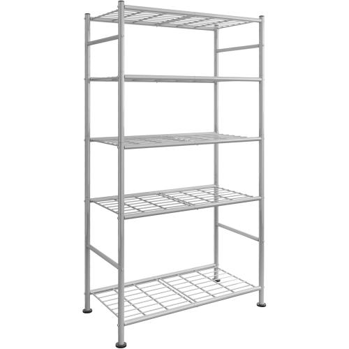 Sakugi Storage Shelves - 5 Tier Shelf Organizer, Heavy Duty Garage Shelving Unit with Leveling Feet, Stable Metal Shelves Organizer for Pantry, Kitchen and Closet, 33.0 W x 12.6 D x 72.0 H, Silver