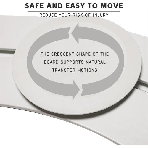 Crescent-Shaped Transfer Board with 360° Rotating Disk for Assisted Wheelchair Transfers, 400 lb Support
