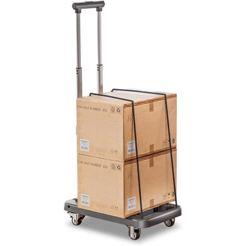Folding Hand Truck, Heavy Duty Dolly Cart with 4 Wheels,No Assembly Required, Luggage Cart with Bungee Cords, Moving Cart Trolley Cart, Utility Cart with Adjustable Handle for Travel, Moving, Office