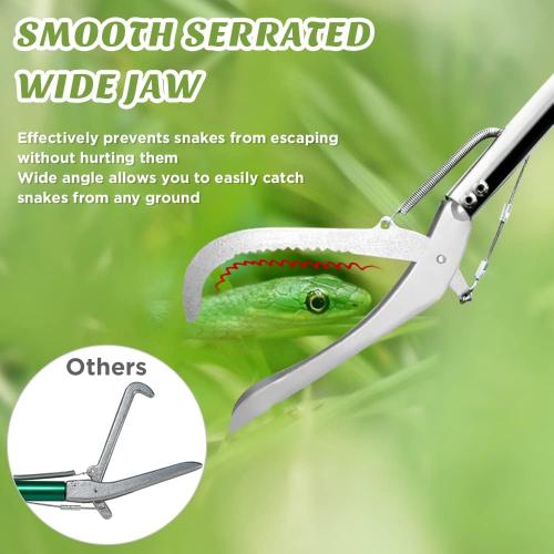 HOMEYA 47 Inch Extra Heavy Duty Snake Tongs, Standard Reptile Snake Grabber Tool, Professional Rattle Snake Catcher Tool Wide Jaw Handling Tool with Lock, Non-Slip Grip Handle