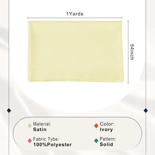 Ivory Satin Fabric by The Yard 54 inch x 1 Yard Soft Cloth Fabric Silky Satin Fabric for Sewing Dressmaking Crafts DIY Crafts