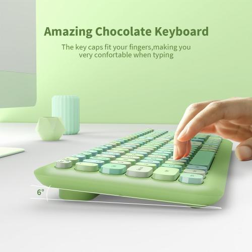 Keyboard ONLY Full-Sized Colorful with Retro Typewriter Flexible Round Keys for Windows, Computer, Laptops, PC Green Colorful