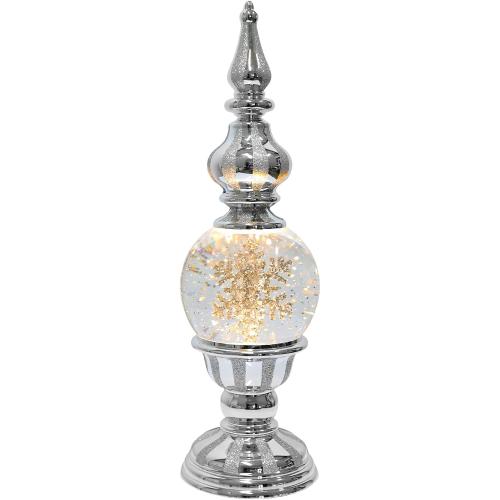 Christmas Snow Globe Lantern Snowflake Water Glittering Globe with 6H Timer Function Christmas Snow Globes 3 AA Battery Operated for Christmas Festival Decorations Gifts (Snowflake)