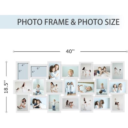 HELLO LAURA Photo Collage Frame 4x6 for Wall Decor - Family Picture Frames Gallery Display Multiple Photos - White
