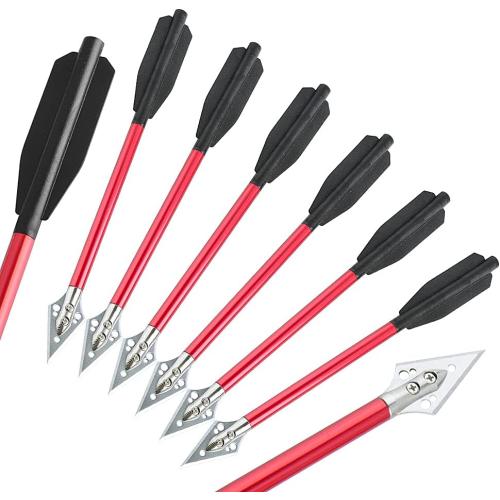 ZSHJGJR 6.7 Inch Small Aluminum Arrows 6 pcs Aluminum Arrow Shafts Iron Arrows Hunting Arrows Red/Black/Gold Aluminum Arrow Shafts Suitable for Shooting Archery Target Practice