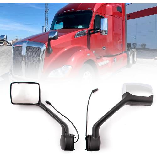 Replacement for Kenworth T680 Hood Mirror Assembly Heated 2013-2020 Peterbilt 579 587 2010-2017 Driver Side/Left Side LH (Chrome)