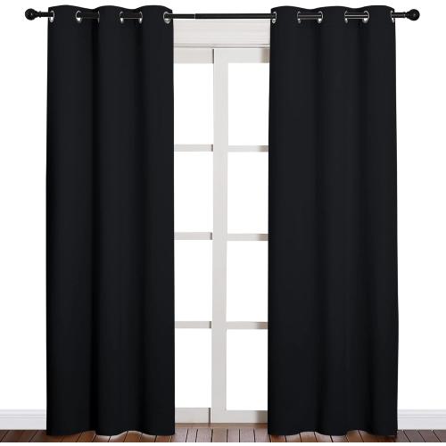 NICETOWN Halloween Thermal Insulated Black Blackout Curtains/Drapes 84 inches Length 2 Panels Set for Living Room, 42 inches Wide, Privacy Sound Reducing Room Darkening Draperies Window Treatment