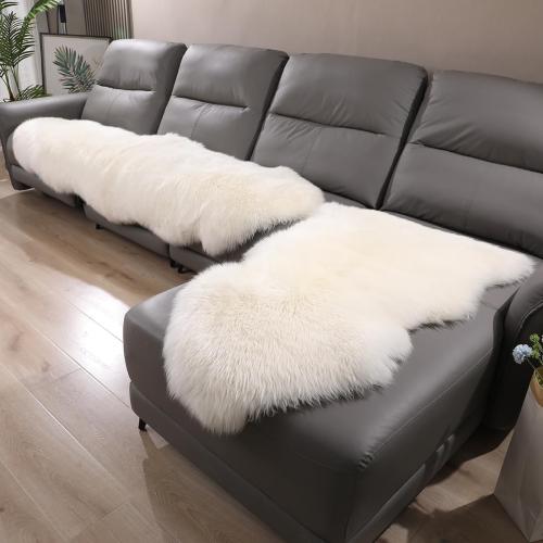Premium Genuine Sheepskin Rug, Fuzzy Fluffy Shaggy Fur Wool Area Carpet for Soft Fur Pray Pup Mat,Bedroom,Living Room,Chair Sofa Seat Cover,Ivory White, 2' x 6'