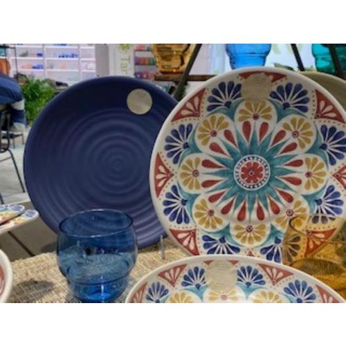 TarHong Planta Artisan Solid Dinner Plate, 10.5, Planta (Majority Plant Based with Melamine Binder), Shatterproof, Indoor/Outdoor Entertaining, Set of 6, Blue Matte