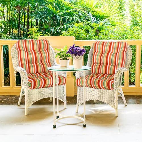 EAGLE PEAK Tufted Outdoor/Indoor Seat/Back Chair Cushions, Set of 2, 42'' x 21'', Rainbow