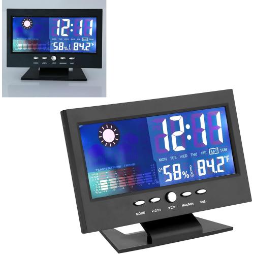 Temperature Humidity Clock with Alarm, Calendar, Weather Forecast for Home