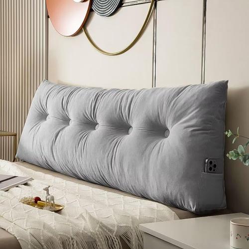 Grey Triangular Wedge Headboard Pillows Twin Dorm Headboard Pillow Long Backrest Positioning Support for Sleeping Back Pillow for Bed Sitting Up Wedge Pillow Reading Bed Lumbar Pillow