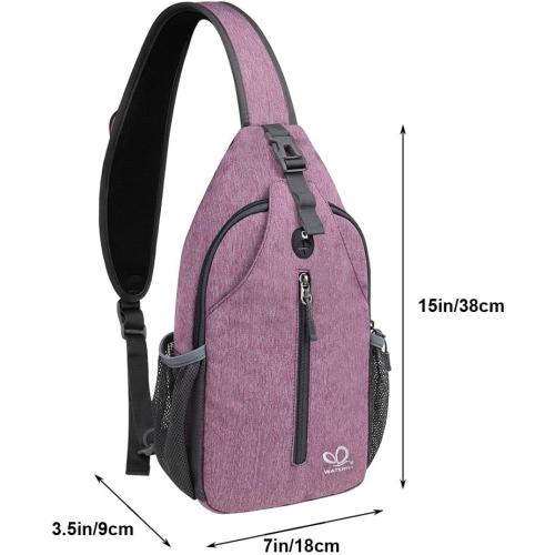 WATERFLY Crossbody Sling Backpack Sling Bag Travel Hiking Chest Bag Daypack (Purple)