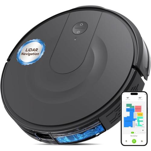 Robot Vacuum and Mop Combo, LiDAR Navigation, Ultra Slim Design, 9000Pa Suction Robotic Vacuum Cleaner – 200 Min Runtime, Auto Recharge, Customizable Cleaning for Pet Hair, Hard Floors