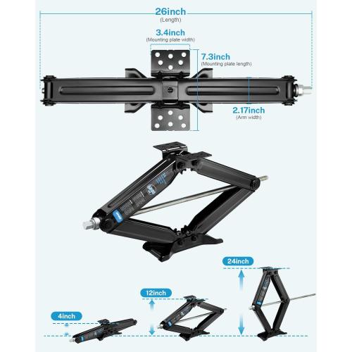 Kohree 6500lbs Heavy Duty RV Stabilizer Jacks 4 Pack, 24 Inch Leveling Scissor Jack for Travel Trailer Camper, with Crank Handle and Drill Bit