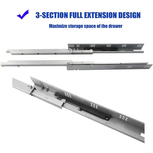 1 Pairs of 21 Inch Soft Close Undermount Drawer Slides Full Extension Concealed Drawer Rails with Mounting Screws,3D Locking Device and Brackets