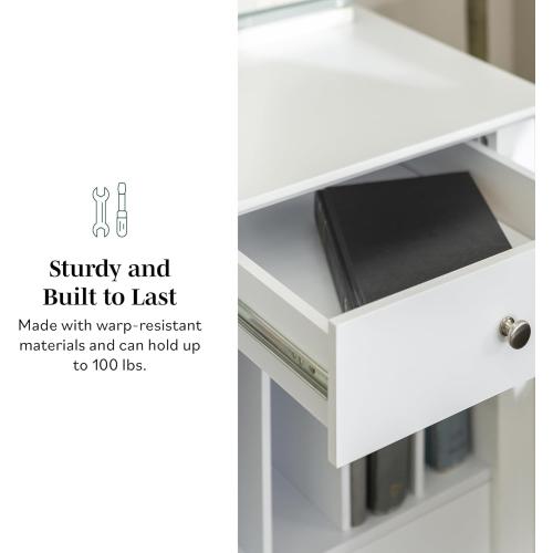 Walker Edison Modern Wood Computer Writing Desk Storage File Drawer Office Home Office Workstation Small, 48 Inch, White