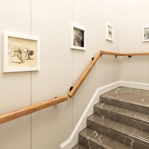 Size 4.5FT Wooden Stair Handrails, Hand Railings for Stairs Indoor Outdoor, Sturdy Safety Wall Mount Support, Non-Slip Staircase Handrail for Home Garden Corridor, Lofts Decking, Kindergarten Guardrail