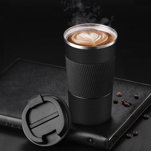 12oz Travel Mug for Car with Leakproof Lid, Coffee Cup Insulated Double Walled Vacuum Stainless Steel Travel Tumbler for Keep Hot & Ice Coffee Tea Beer (Black)