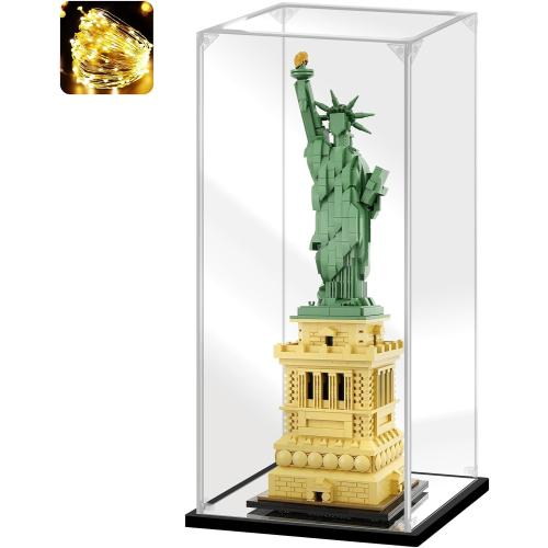 Acrylic Display Case for Collectibles Assemble Acrylic Display Box for Lego 21042 Building Statue Clear Acrylic Case for Display Model Trophy Action Figures(Black,7.9*7.9*18.9 inch)