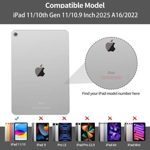 kenke for iPad 11/10th Gen Case with Keyboard 11/10.9 inch 2025 A16/2022, Detachable Wireless Bluetooth Keyboard Case Thin & Light with Built-in Left Side Pencil Holder, White Square Keycaps (Gray)