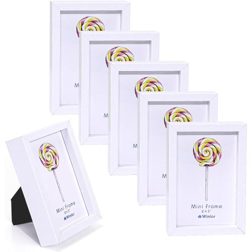 Small Picture Frames, Mini Size Baby Photo Frame, 2x3'', Set of 6, For Tabletop Home Decor, Polaroid Picture Frame with Soft Magnet, Cute Refrigerator Magnets, White