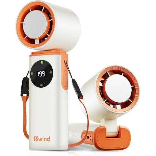 6000mAh Portable Handheld Fan with Ice Cooling, 199 Levels Stepless Speed, 20H Long Battery Life, 20000RPM Turbo Fan Rechargeable Personal Mini Fan for Travel, Outdoor, Makeup