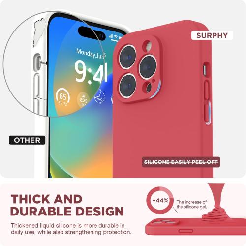 Gamma loo iPhone 13 Pro Max Case with Screen Protector, (with Camera Protection & Soft Microfiber Lining) Liquid Silicone Phone Case, Guava