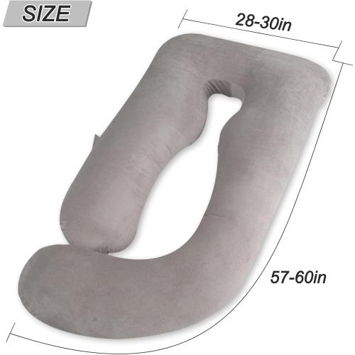 AMCATON 60 Inch Pregnancy Pillows for Sleeping, Extra Large U Shaped Body Pillow, Pregnancy Pillow, Maternity Pillow for Pregnant Women with Velour Cover (Grey)