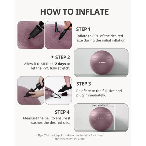 Trideer Yoga Ball – Anti-Burst Exercise Ball for Pregnancy, Office, Birthing, Stretching & Core Workout – Home Gym & Therapy
