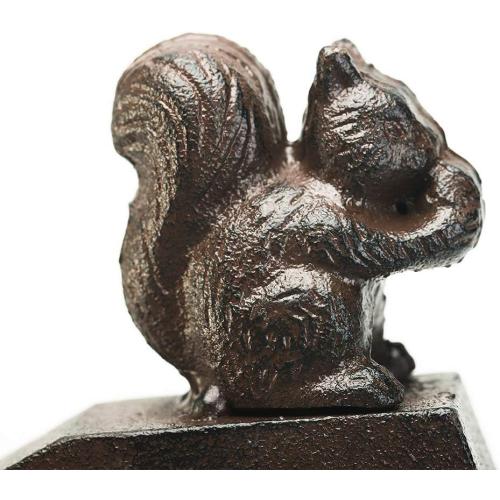 Sungmor Heavy Duty Cast Iron Squirrel Door Stops | Decorative Cute Animal Statue Metal Door Stopper Wedge with Non-Slip Mat | Solid & Antique Style Windproof Door Holder for Patio Garden Farmhouse