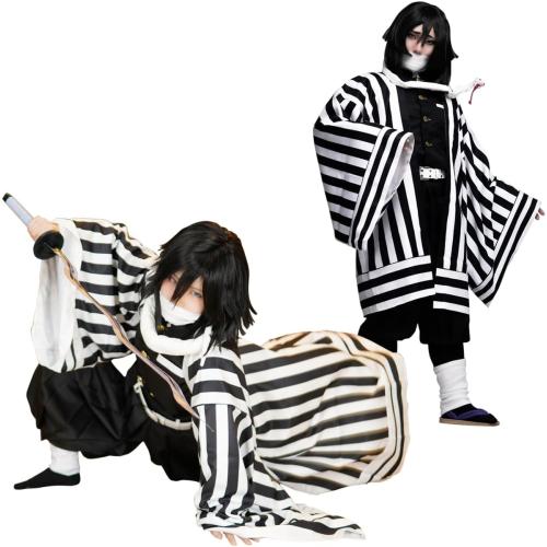 Full Set Halloween Costume For Men Party Role Cosplay Costume Kimono Outfit W/Sword Shoes Wig