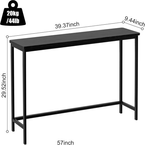 VASMIA Console Table, Entryway Table, Narrow Sofa Table, 39 Bamboo Hallway Table for Entryway, Living Room, Bedroom, Foyer, Black