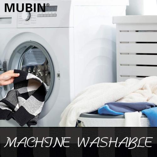 MUBIN Buffalo Plaid Rug 2X3 ft Outdoor Black and White Checked Rug Cotton Reversible Hand-Woven Indoor Washable Entryway Front Porch Decor Rugs for Layered Welcome Front Door Mats