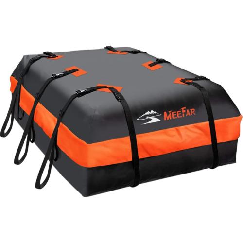 MeeFar Car Roof Bag XBEEK Rooftop top Cargo Carrier Bag 20 Cubic feet Waterproof for All Cars with/Without Rack, Includes Anti-Slip Mat, 10 Reinforced Straps, 6 Door Hooks, Luggage Lock
