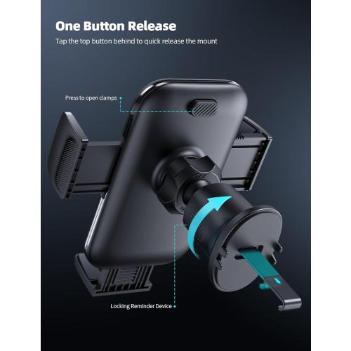 Lamicall 2025 Wider Clamp & Metal Hook Car Phone Holder Vent [Thick Cases Friendly] Phone Holders for Your Car Mount Automobile Hands Free Cradle Air Vent for iPhone 17 16 15 14 13 Pro Max Smartphone