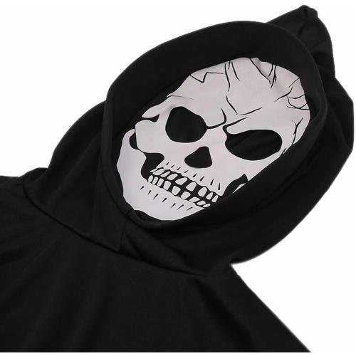 Size Medium Color Black Halloween Children's Set Glow In The Dark Cosplay Set Coat Glove Prop 3 Piece Set