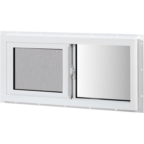 Vinyl Basement Sliding Window, 32 x 14 White | Removable Glass Pane, Double Pane Insulated Tempered Glass, and Mesh Screen for Basement Bathroom Home RV Garage