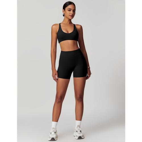 ABOCIW Workout Sets for Women 2 Piece V Neck Twist Back Sports Bra High Waist Biker Shorts Yoga Outfits