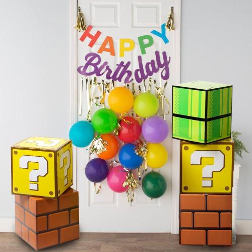 6PCS Big Party Boxes For Birthday Party Question Boxes Brick Boxes Pipe Boxes For Party Game Party Favor Props Boxes (11.8 x 11.8 Inch)
