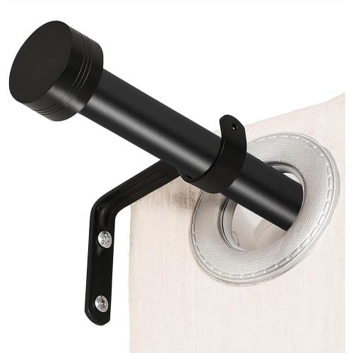 Black Curtain Rods 18 to 45 inches,1 Inch Modern Metal Drapery Rods,Adjustable Heavy Duty Curtain Pole Suitable for Bedrooms and Living Rooms(18-45Black)