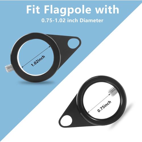 Flag Pole Rings, Aluminum Alloy Flag Pole Clips Swivels 360° Rotating Anti Wrap Mounting Ring with Carabiner, Flag Pole Kit Parts (Φ:1 Inch -Pack of 4(Black))