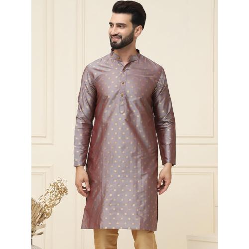 Size Medium 38 Color Brown Sojanya (Since 1958 Men'S Silk Blend Printed Only Long Kurta
