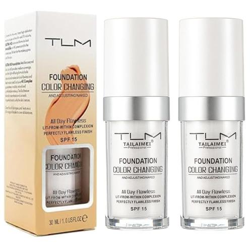 5PCS missing 2 items TLM Colour Changing Foundation Makeup Set Matte Liquid Full Coverage Oil Control Breathable Invisible Cover Concealer Foundation with Face Primer, Foundation Brush, Makeup Sponge