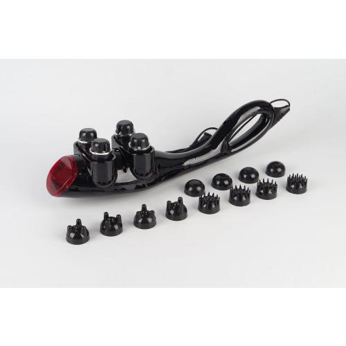 BLACK Handheld Massager, Four-Head Massage Gun, relieves deep Tissue Pain. Percussion Massage Function, Suitable for Massaging The Back, Neck, Shoulders, Legs, Limbs, Muscles, and Body.