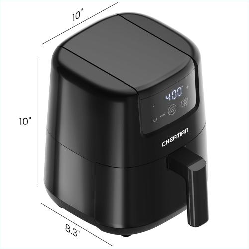 CHEFMAN 2 Qt Mini Air Fryer – Digital Space-Saving Compact Air Fryer with Nonstick and Dishwasher Safe Basket, Quick & Easy Meals in Minutes, Features Digital Timer and Shake Reminder – Black