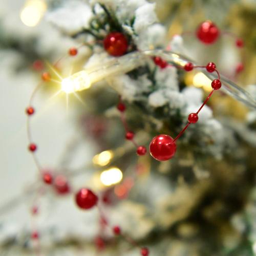 2Pack Christmas Berry Beaded Garland, 11FT/Pcs Christmas Garland with 30LED String Lights for Christmas Decorations, Fireplace Mantel Indoor Outdoor Christmas Decoration