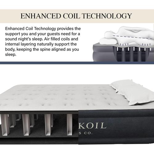 King Koil Luxury Queen Size Air Mattress with Built-in High-Speed Pump, 20 Adjustable Double High Premium Pillow Top Inflatable Airbed for Guests, Camping & Home (Manufacturer Warranty)