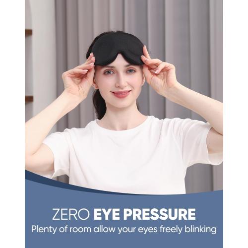 MZOO Luxury Sleep Eye Mask for Side Sleeper Men Women, Zero Eye Pressure 3D Sleeping Mask, Light Blocking Patented Design Night Blindfold, Soft Eye Shade Cover for Travel, Black